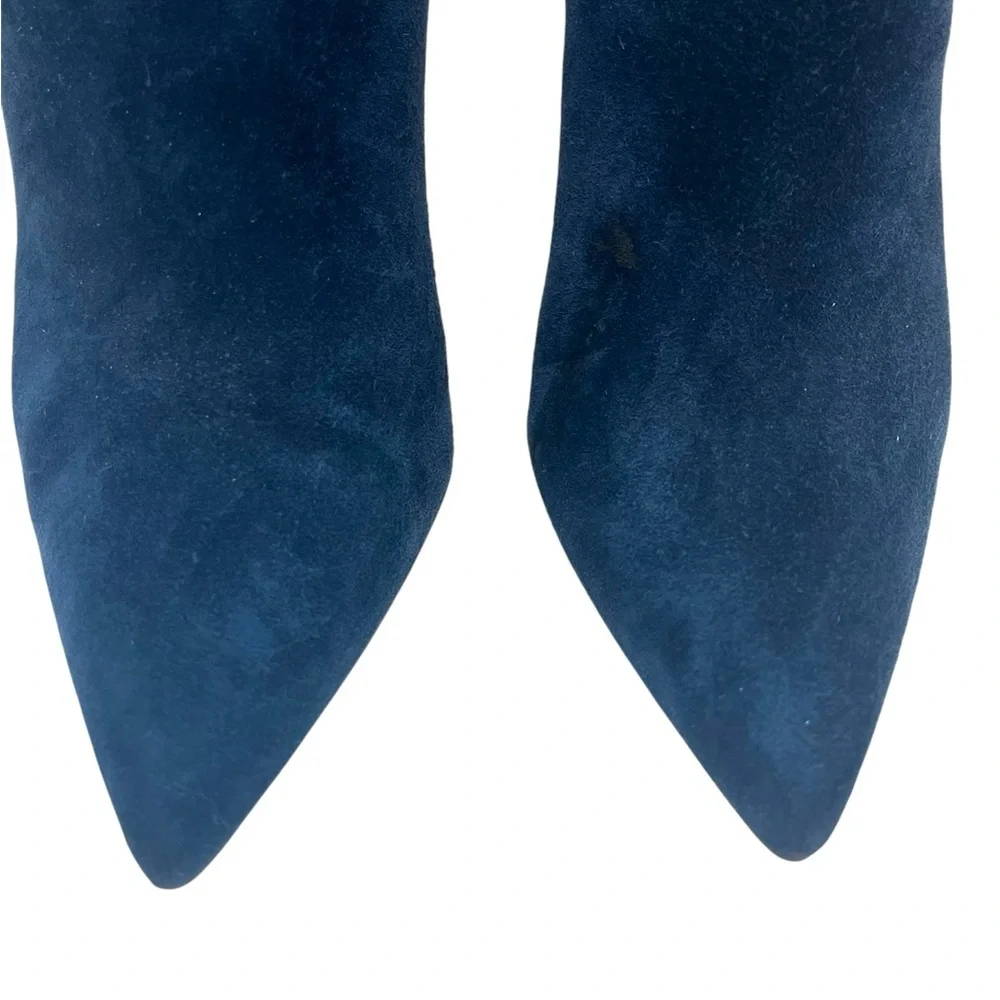 CHRISTIAN LOUBOUTIN Delicotte 100 Ankle Boots Navy Suede/Silver 38.5EU 8.5US